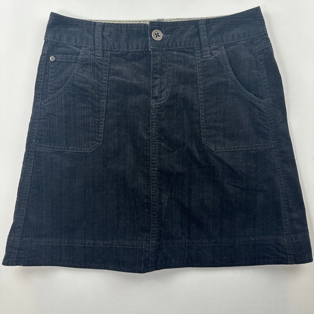 Vintage Black Corduroy‎ Mini Skirt High Waist 90s Y2K Grunge Preppy Fall Sz 6-8